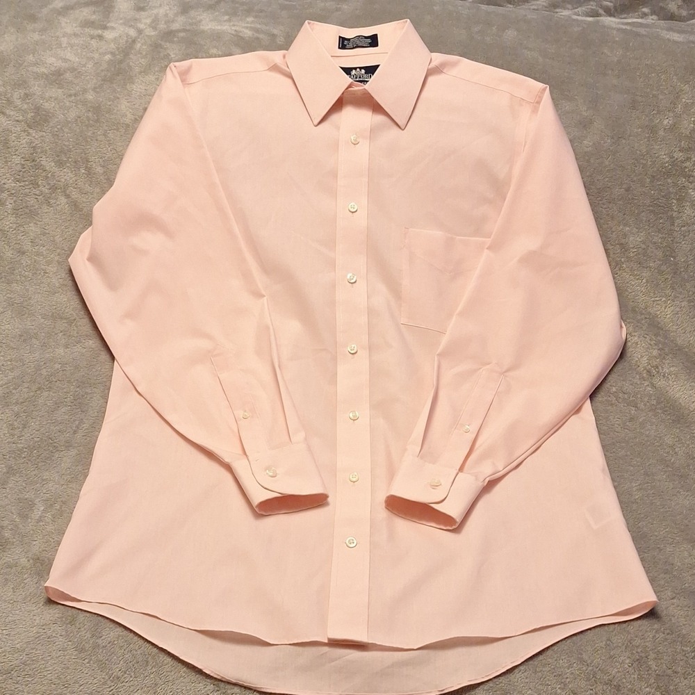 Stafford Wrinkle Resistant Men's Dress Shirt Pink 15.5 32/33 Cotton Blend